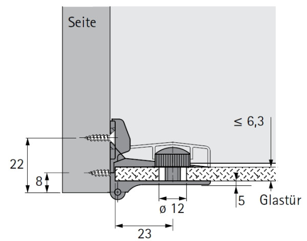 Glastürscharnier ET 5150 Z vernickelt matt