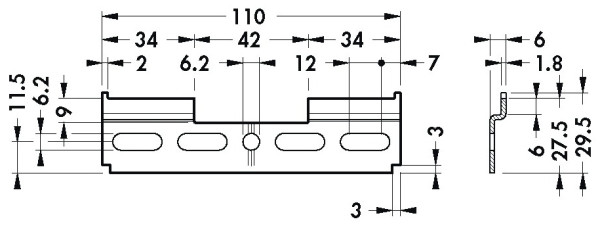 Aufhängeschiene Länge 110mm