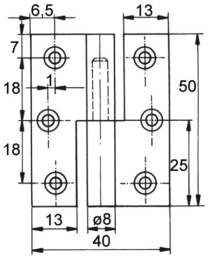 Möbelband FS Rollendurchm. 8mm, 50mm RECHTS