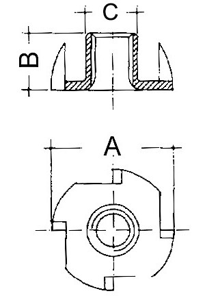 Einschlagmutter M4 Länge 6mm