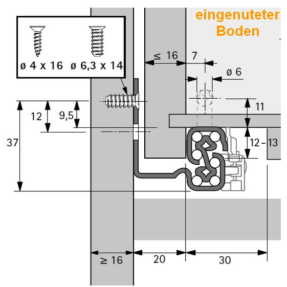 Quadro V6 Vollauszug mit Silent System 420mm