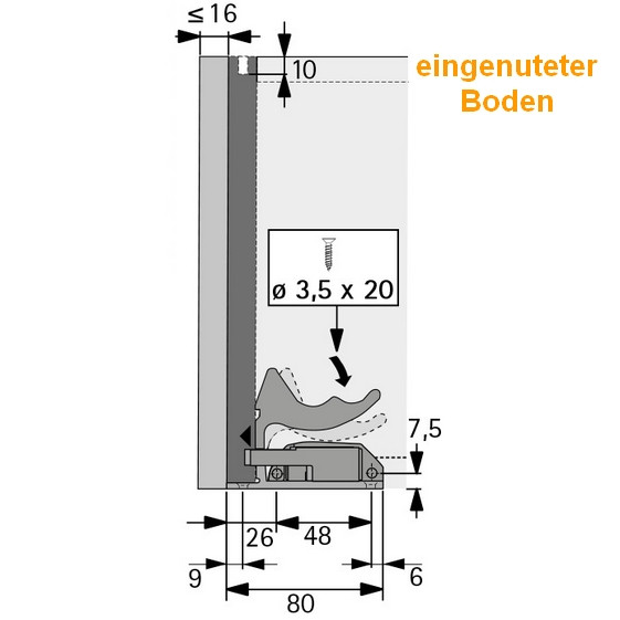 Quadro V6 Vollauszug mit Silent System 420mm