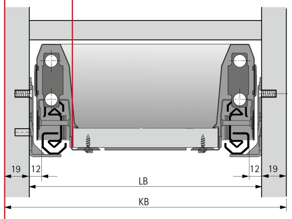 Actro mit Silent System für ArciTech Nennl. 550mm, Korpusseite 19mm, 40kg