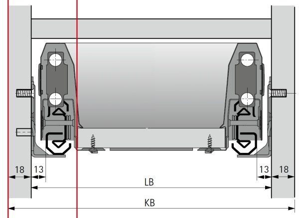Actro mit Silent System für ArciTech Nennl. 350mm, Korpusseite 18mm, 40kg