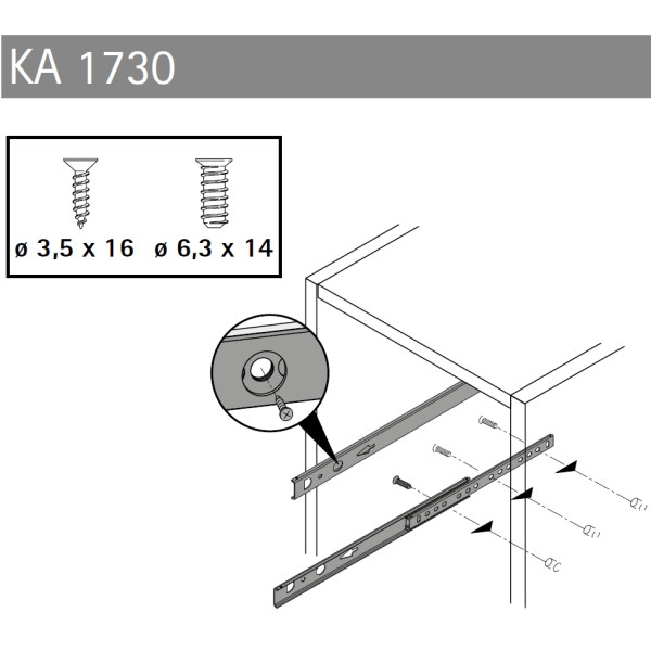 Kugelauszug KA 1730 Teilauszug Nennlänge 400 (Garnitur)