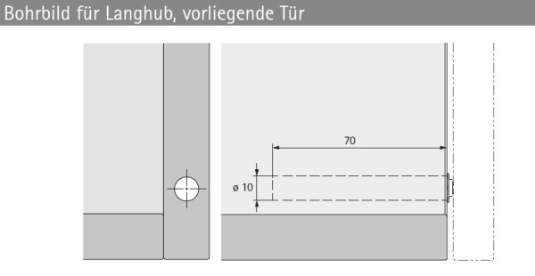 Push-To-Open Pin zum Einbohren, anthrazit, Langhub