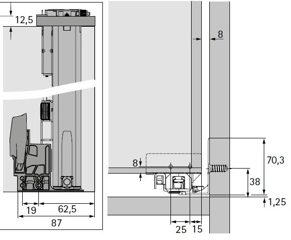HETTICH Actro 5D Aufsteckhalter hinten