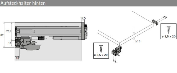HETTICH Actro 5D Aufsteckhalter hinten