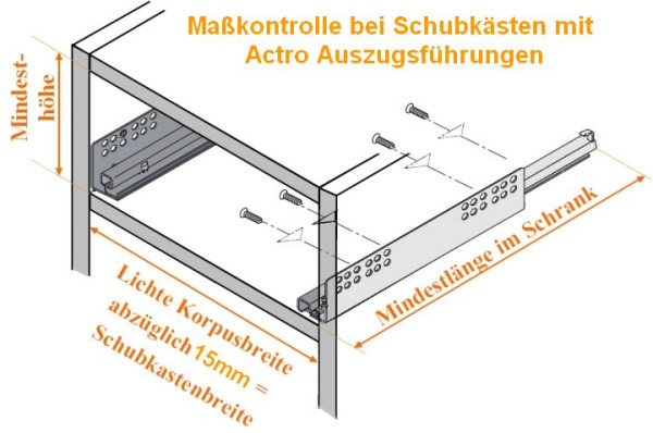 Holzschubkastenlänge 310mm, Breite von 401mm bis 500mm