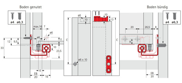 Quadro 25 Teilauszug mit Stop Control 320mm