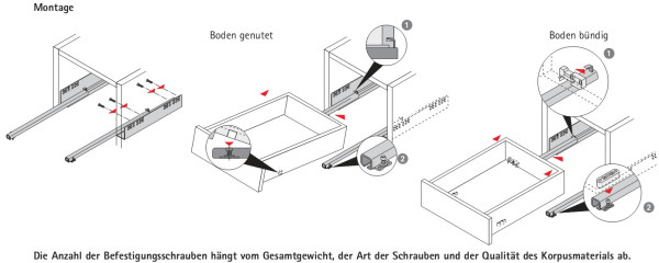 Quadro 25 Teilauszug mit Stop Control 320mm