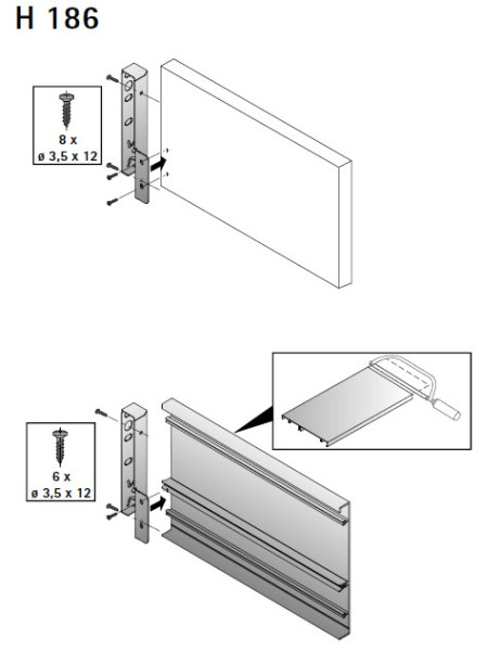 Rückwandverbinder ArciTech, 186, silber