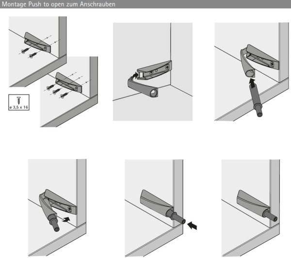 Push-To-Open Magnet zum Anschrauben, weiß, Kurzhub