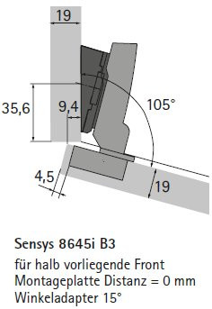 Winkeladapter für Kreuzmontageplatten 15°