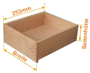 Innen - Holzschubkasten Länge 253mm - Breite 200 bis 300mm Typ SL_IL