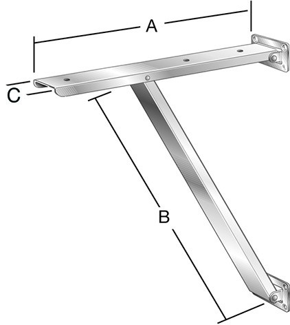 Neigungskonsole aus Stahl, weiss beschichtet 315/390mm