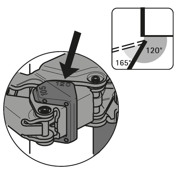 Öffnungswinkelbegrenzer für Sensys 8657i 105° / 120°