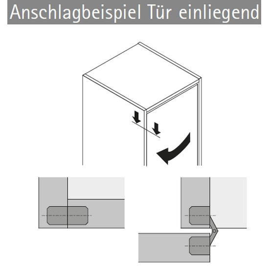 Möbel Einlass-Scharnier SOSS 19 x 95mm messingfarbig