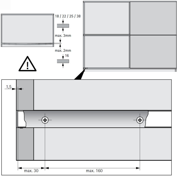 Profilset 2 Profile SlideLine M Profilhöhe 18mm, Länge 250cm