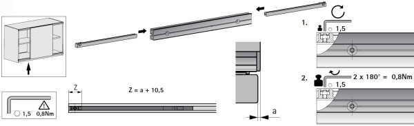 Profilset 2 Profile SlideLine M Profilhöhe 18mm, Länge 250cm