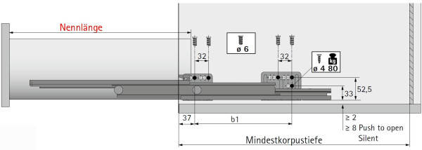 Actro mit Silent System für ArciTech Nennl. 270mm, Korpusseite 16mm, 10kg