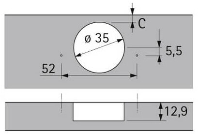 Topfscharnier sensys 8645i 110° (Außenseite) in obsidianschwarz