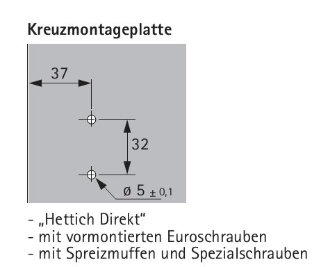 Anschraub-Kreuzmontageplatte Direkt 0mm mit Spezialschrauben in obsidianschwarz