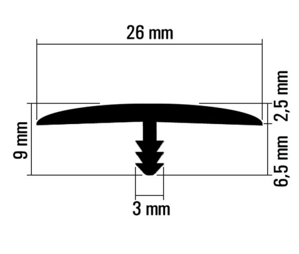 Stegkante PVC 25m Grau 26mm breit
