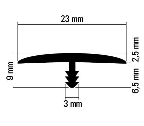 Stegkante PVC 25m Schwarz 23mm breit