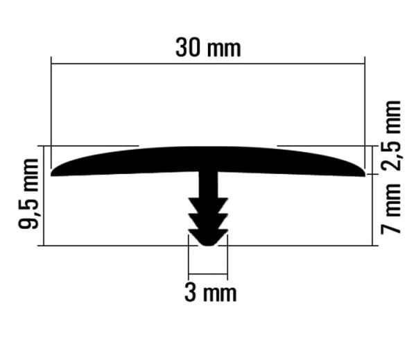 Stegkante PVC 25m Schwarz 30mm breit