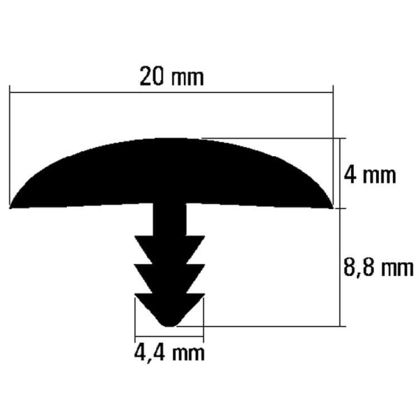 Stegkante Parat lichtgrau 20mm breit 1 lfm