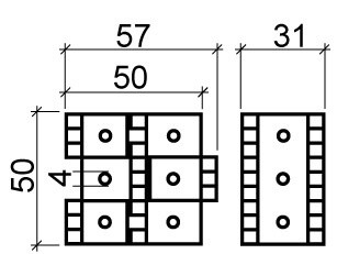 Paravent-Scharniere 50 x 25mm Messing