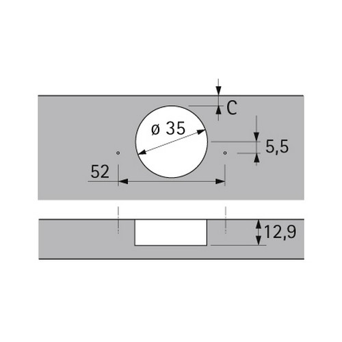 Topfscharnier sensys 110° ohne Schließautomatik (Mittelseite) in obsidianschwarz