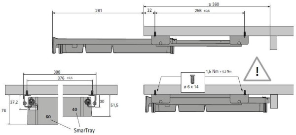 SmarTray Schreibmaterial-Schale 40 mm, Kunststoff, alufinish