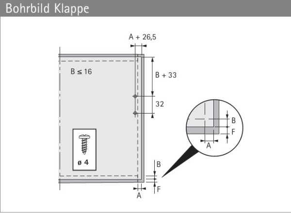 Klappenbeschläge Lift Junior 140, Öffnungswinkel 75°