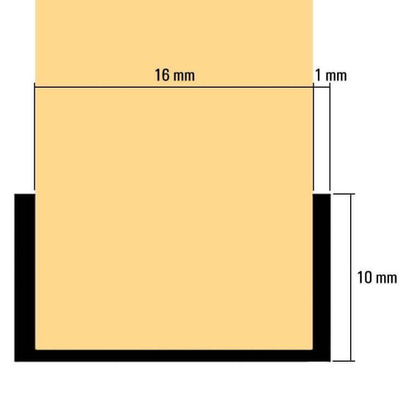 U-Profil 16mm Lichtgrau RAL 7035 Länge 260cm