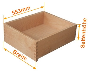 Innen - Holzschubkasten Länge 553mm - Breite 501 bis 600mm Typ SL_IL