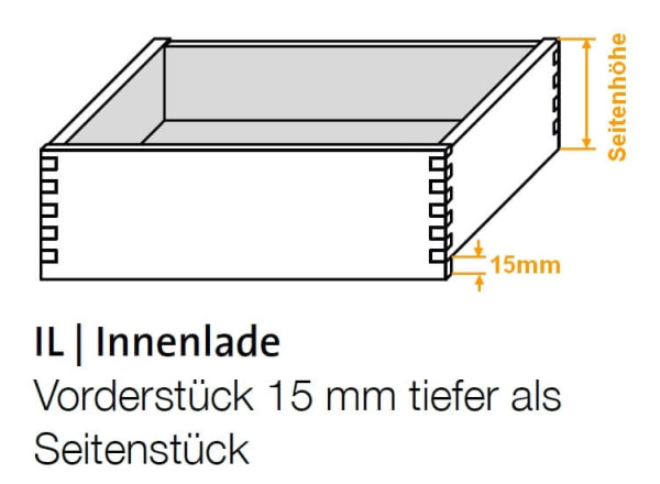 Innen - Holzschubkasten Länge 553mm - Breite 401 bis 500mm Typ SL_IL