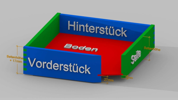 Innen - Holzschubkasten Länge 553mm - Breite 401 bis 500mm Typ SL_IL