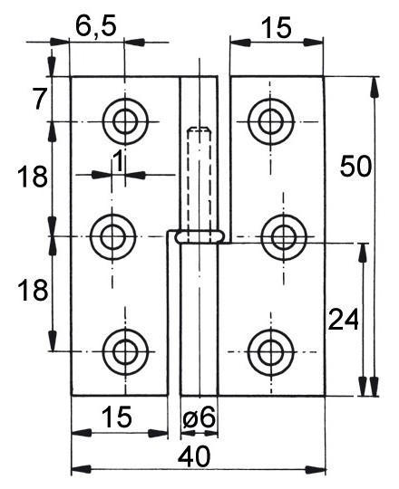 Möbelband FS, Kröpfung A, Rollendurchm. 6mm, LINKS, 50mm