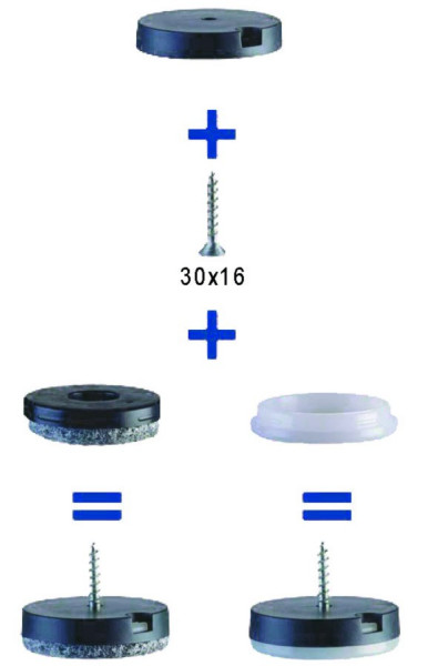 Möbelgleiter Basis Modul ø25mm Kunststoff schwarz, Höhe 7mm, zum Anschrauben