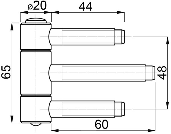 ANUBA-HERKULA-Bänder Mod. HR20 verzinkt, 20 mm, Höhe 65 mm Bolzen 44/60 mm