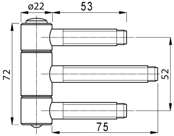 ANUBA-HERKULA-Bänder Mod. HR22 verzinkt, 22 mm, Höhe 72 mm Bolzen 53/75 mm