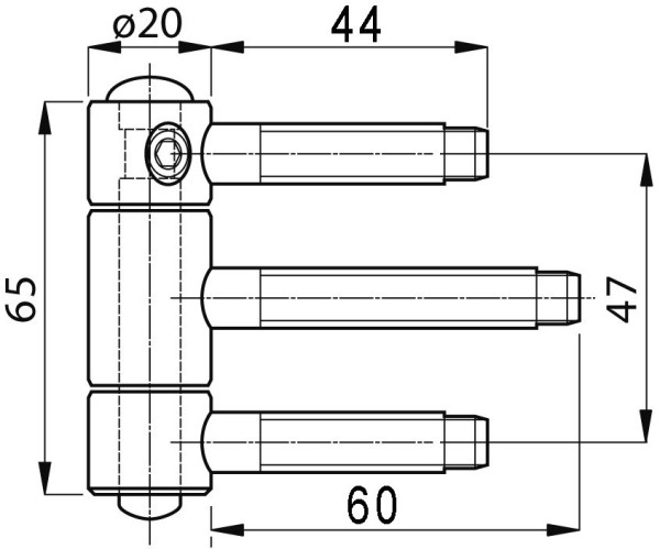 ANUBA-HERKULA-Bänder Mod. HR20 FIX verzinkt, 20 mm, Höhe 65 mm Bolzen 44/60 mm