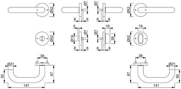 Drückergarnituren HOPPE E138Z/E42KV/E42KVS Paris WC