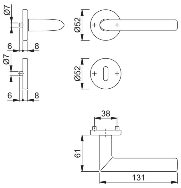 Drückergarnituren HOPPE E1140Z/E42KV/E42KVS Stockholm BB-Lochung