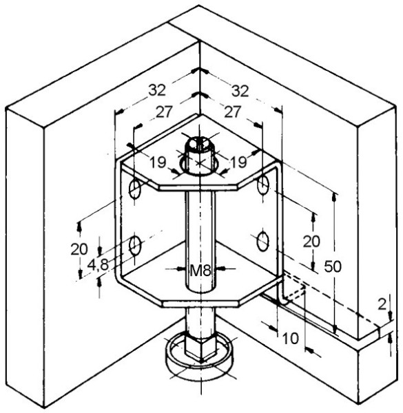 Doppelwinkel mit Gewinde M8 (Paar)
