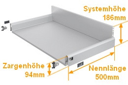 ArciTech 186mm - Nennlänge 500mm - Korpusbreite 500mm silber