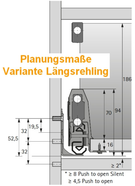 ArciTech 186mm - Nennlänge 500mm - Korpusbreite 500mm silber