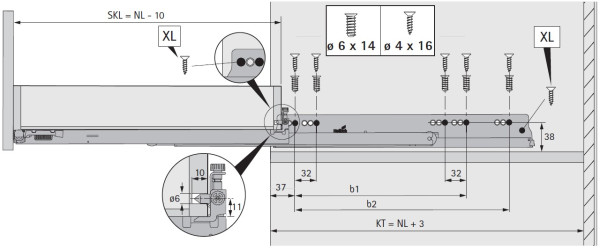 Actro 5D Vollauszug mit Silent System 750mm XL bis 70kg